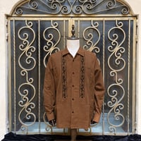 【ご注文日より１年以内にお届け】【受注生産】【長袖】【 ESG-20L-BRB 】【 L/S GUAYABERA 】【 REJILLADA 】【 BROWN x BLACK 】【 茶色 x 黒 】