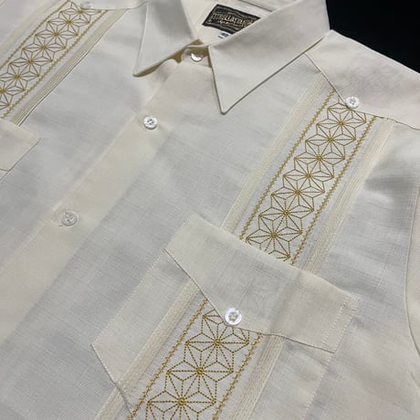 【1月〜2月】【予約商品】【長袖】【 ESGS-13L-OFG 】【 L/S CUBANA ASA 】【OFF WHITEx GOLD 】 【オフホワイトx金】