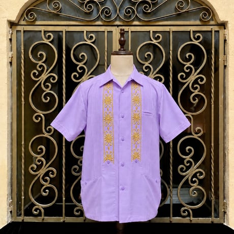 【半袖】【 ESGS-04S-LAG】【S/S REJILLADA ASA 】【 麻の葉柄 】【 LAVENDER GOLD 】【ラベンダーx金】