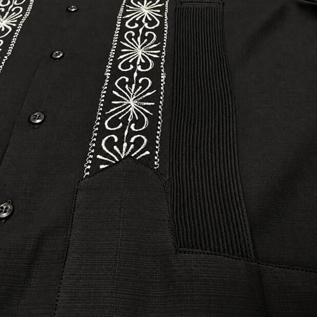 【半袖】【 ESG-01S-BSI 】【 S/S GUAYABERA 】【 REJILLADA 】【 BLACK x SILVER 】【 黒 x 銀 】