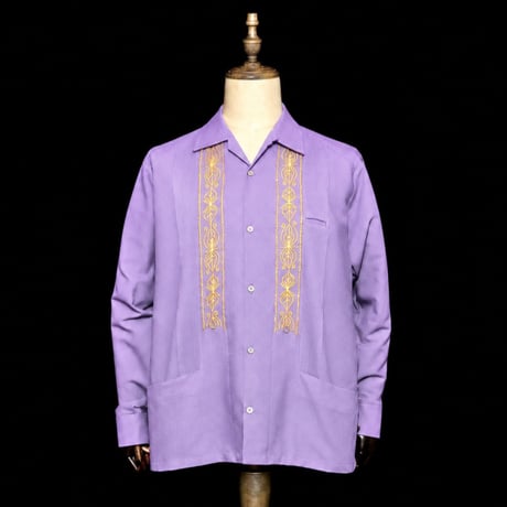 【2027年7月31日までにお届け】【受注生産】【長袖】【 ESG-01L-LAG 】【 L/S GUAYABERA 】【 REJILLADA 】【 LAVENDERxGOLD 】