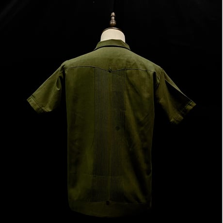 【半袖】【 ESG-01S-OLG 】【 S/S GUAYABERA 】【 REJILLADA 】【 OLIVE x GOLD 】【 オリーブ x 金 】