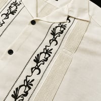 【ご注文日より１年以内にお届け】【受注生産】【ESG-20S-OFB】【REJILLADA 】【S/S GUAYABERA】【OFF WHITExBLACK】 【オフホワイトx黒】