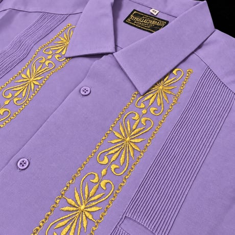【半袖】【 ESGS-04S-LAG】【S/S REJILLADA ASA 】【 麻の葉柄 】【 LAVENDER GOLD 】【ラベンダーx金】
