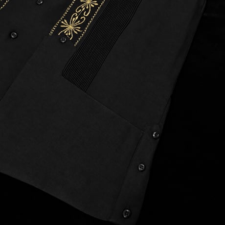 【 半袖 】【 ESG-01S-BG 】【 S/S GUAYABERA 】【 REJILLADA 】【 BLACK x GOLD 】【 黒 x 金 】
