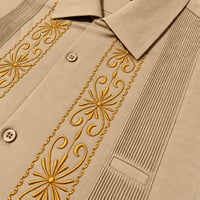 【ご注文日より１年以内にお届け】【受注生産】【半袖】【 ESG-01S-KHG 】【 S/S GUAYABERA 】【 REJILLADA 】【 KHAKI x GOLD 】【 カーキ x 金 】