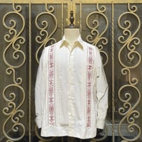 【長袖】【 ESG-32L-OFBU 】【 L/S GUAYAMISA 】【OFF WHITExBURGUNDY】 【オフホワイトx臙脂色】