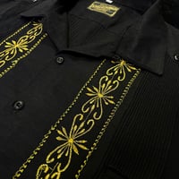 【 半袖 】【 ESG-01S-BG 】【 S/S GUAYABERA 】【 REJILLADA 】【 BLACK x GOLD 】【 黒 x 金 】
