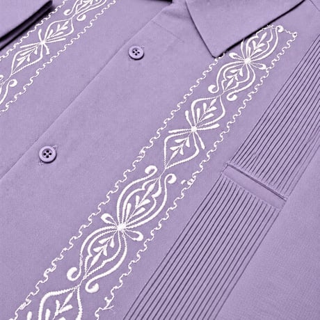 【2027年7月31日までにお届け】【受注生産】【長袖】【 ESG-01L-LAW 】【 L/S GUAYABERA 】【 REJILLADA 】【 LAVENDERxWHITE 】