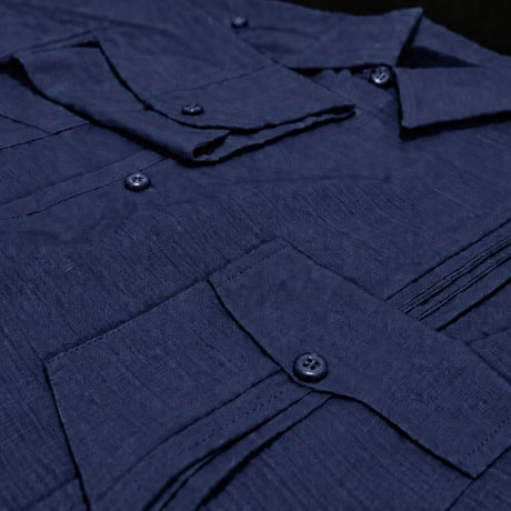 【ご注文日より１年以内にお届け】【受注生産】【長袖】【 ESG-40L-N】【 L/S GUAYABERA 】【 CUBANA 】【NAVY】 【紺色】