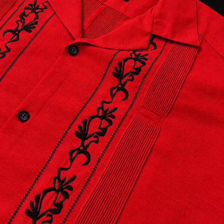 【ご注文日より１年以内にお届け】【受注生産】【ESG-20S-REB】【REJILLADA 】【S/S GUAYABERA】【REDxBLACK】 【赤x黒】