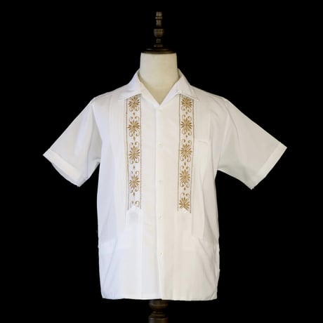 【ご注文日より１年以内にお届け】【受注生産】【半袖】【 ESG-01S-WG 】【 S/S GUAYABERA 】【 REJILLADA 】【 WHITE x GOLD 】【 白 x 金 】