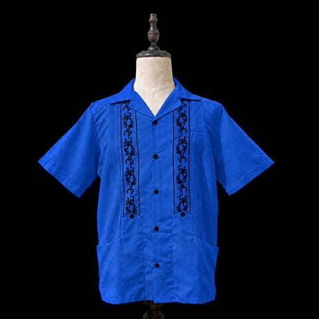 【ご注文日より１年以内にお届け】【受注生産】【ESG-20S-RBB】【REJILLADA 】【S/S GUAYABERA】【ROYAL BLUExBLACK】 【ロイヤルブルーx黒】