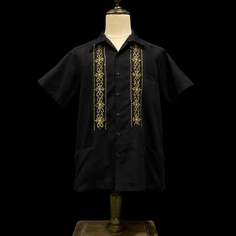 【半袖】【 ESG-01S-BSI 】【 S/S GUAYABERA 】【 REJILLADA 】【 BLACK x SILVER 】【 黒 x 銀 】