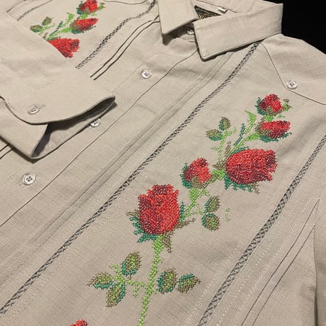 【ご注文日より１年以内にお届け】【受注生産】【長袖】【 ESG-W10L-GRR 】【 L/S GUAYAMISA 】【 ROSA 】【 GRAY x RED 】【 グレー x 赤 】