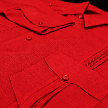 【ご注文日より１年以内にお届け】【受注生産】【長袖】【 ESG-40L-RE】【 L/S GUAYABERA 】【 CUBANA 】【RED】 【赤】