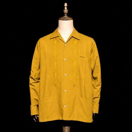 【2027年7月31日までにお届け】【受注生産】【長袖】【 ESG-01L-MU 】【 L/S GUAYABERA 】【 REJILLADA 】【 MUSTARD】