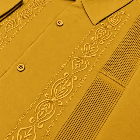 【2027年7月31日までにお届け】【受注生産】【長袖】【 ESG-01L-MU 】【 L/S GUAYABERA 】【 REJILLADA 】【 MUSTARD】