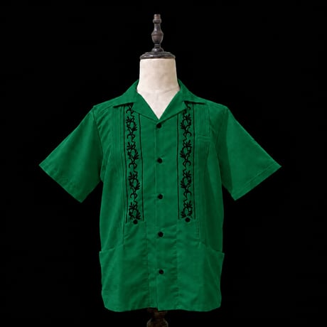 【ご注文日より１年以内にお届け】【受注生産】【ESG-20S-GREB】【REJILLADA 】【S/S GUAYABERA】【GREENxBLACK】 【緑x黒】