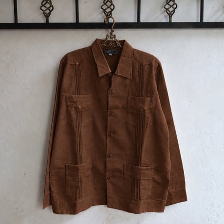 【ご注文日より１年以内にお届け】【受注生産】【長袖】【 ESG-40L-BR】【 L/S GUAYABERA 】【 CUBANA 】【 BROWN 】【茶色】