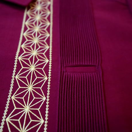 【9月下旬】【予約商品】【 半袖 】【 ESGS-04S-BUG 】【 REJILLADA ASA 】【 麻の葉柄 】【 BURGUNDY x GOLD 】【 臙脂色 x 金 】
