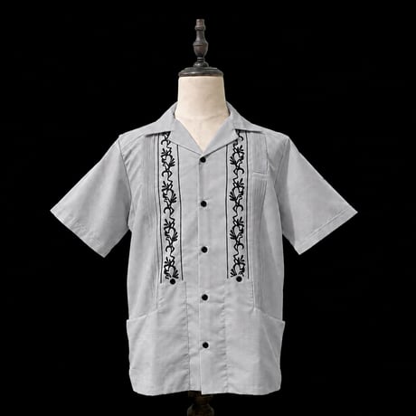 【ご注文日より１年以内にお届け】【受注生産】【ESG-20S-GRB】【REJILLADA 】【S/S GUAYABERA】【GRAYxBLACK】 【グレーx黒】