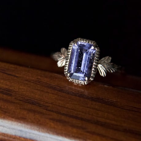 germinating iolite sunstone ring -dawn-