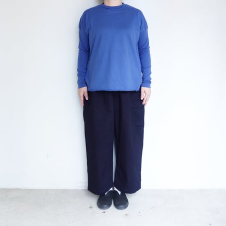 homspun　天竺 L/S裾ロックプルオーバー【ブルー】