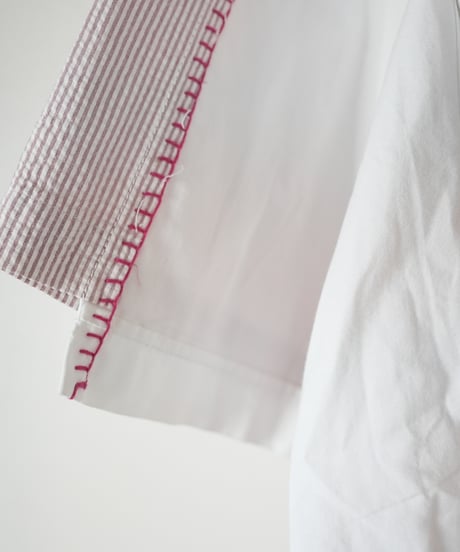 "カトマンズ刺繍の２面性の半袖シャツ" Duality half-sleeve shirt, Rebuild by vintages