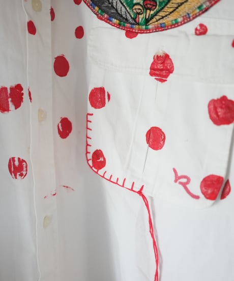 "カトマンズ刺繍の２面性の半袖シャツ" Duality half-sleeve shirt, Rebuild by vintages
