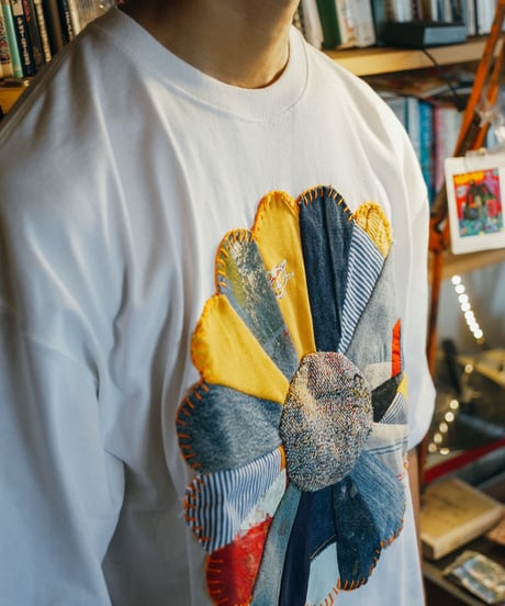 "私だけの花のTシャツ / 第九十色" my own flower sweatshirt, patchworked by vintages