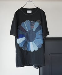 "黒い花のTシャツ / 第一色" my own flower T-shirt, patchworked by vintages