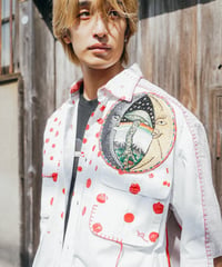 "カトマンズ刺繍の２面性の半袖シャツ" Duality half-sleeve shirt, Rebuild by vintages