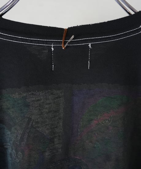 "黒い花のTシャツ / 第一色" my own flower T-shirt, patchworked by vintages