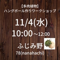 満席【11/4(水)10:00】 多肉植物で作るワークショップ@ふじみ野78(nanahachi)