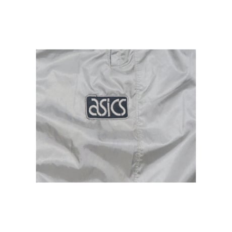 90s asics(アシックス) トラックパンツ ナイロンパンツ シルバー 古着