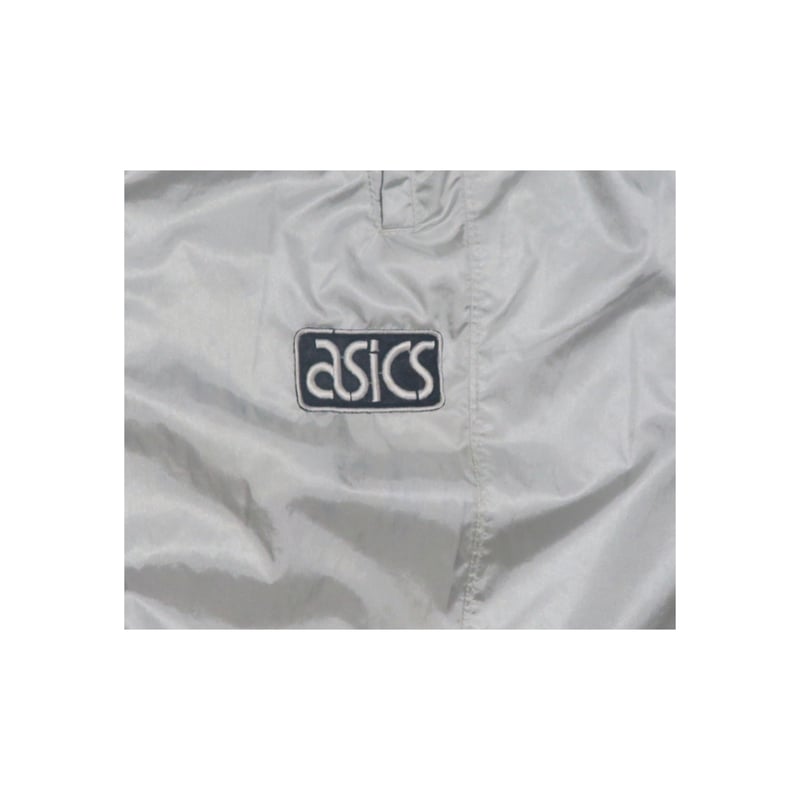 90s asics(アシックス) トラックパンツ ナイロンパンツ シルバー 古着