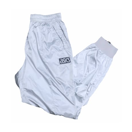 90s asics(アシックス) トラックパンツ ナイロンパンツ シルバー 古着