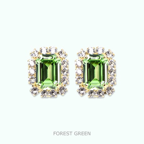 Rectangle Bijoux Earrings -FOREST GREEN-