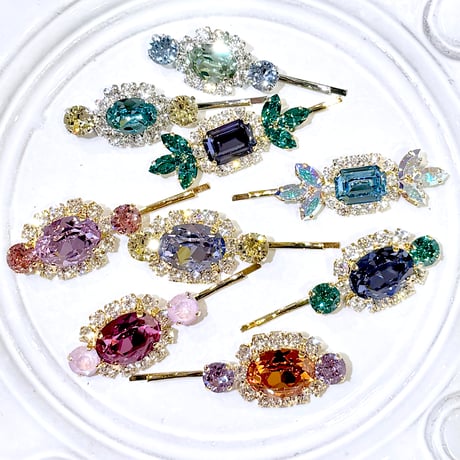 Oval Bijoux Hair-pin -DARK ROSE-
