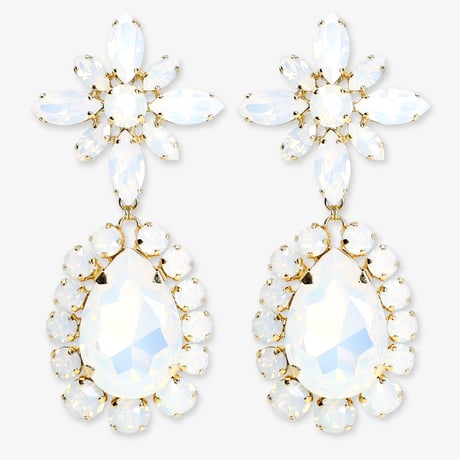 Oversized Teardrop Earrings -WHITE OPAL-