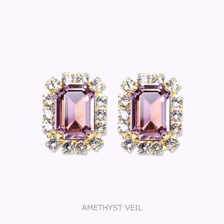 【LIMITED】Rectangle Bijoux Earrings -AMETHYST VEIL-
