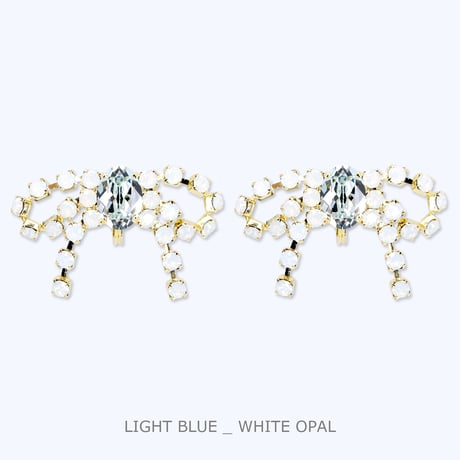 Bow Earrings -LIGHT BLUE / WHITE OPAL-