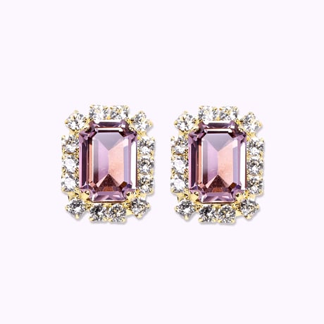 【LIMITED】Rectangle Bijoux Earrings -AMETHYST VEIL-