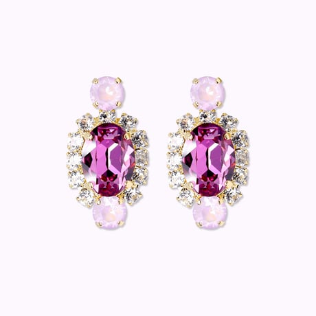 Oval Bijoux Earrings -DARK ROSE-