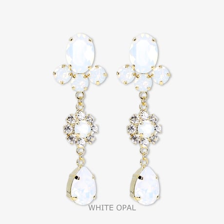 Mini Drop Earrings -WHITE OPAL-