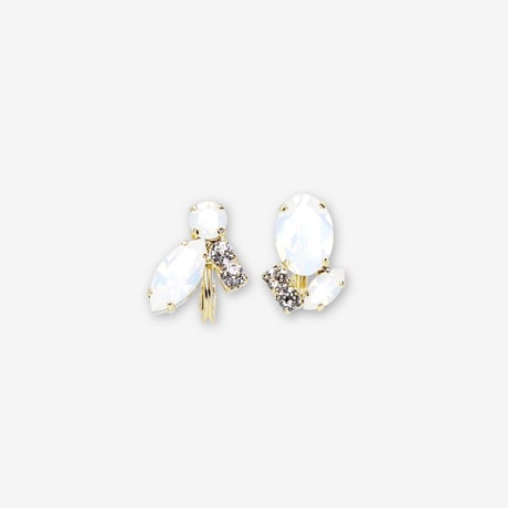 Asymmetric Earrings -WHITE OPAL-