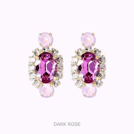 Oval Bijoux Earrings -DARK ROSE-