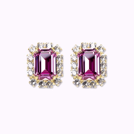 Rectangle Bijoux Earrings -DARK ROSE-