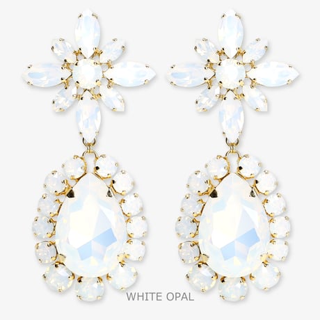 Oversized Teardrop Earrings -WHITE OPAL-